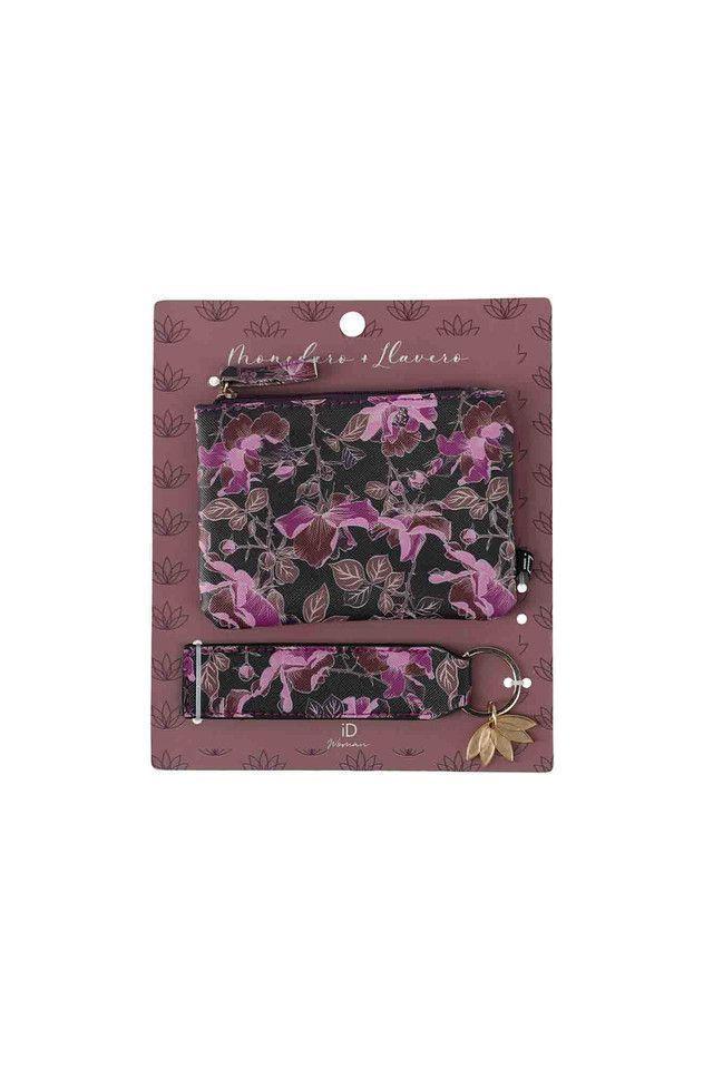 Billetera Mediana + Llavero Blossom Morada ID-0