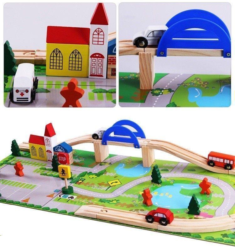 Pista de madera con paso sobre nivel.-2