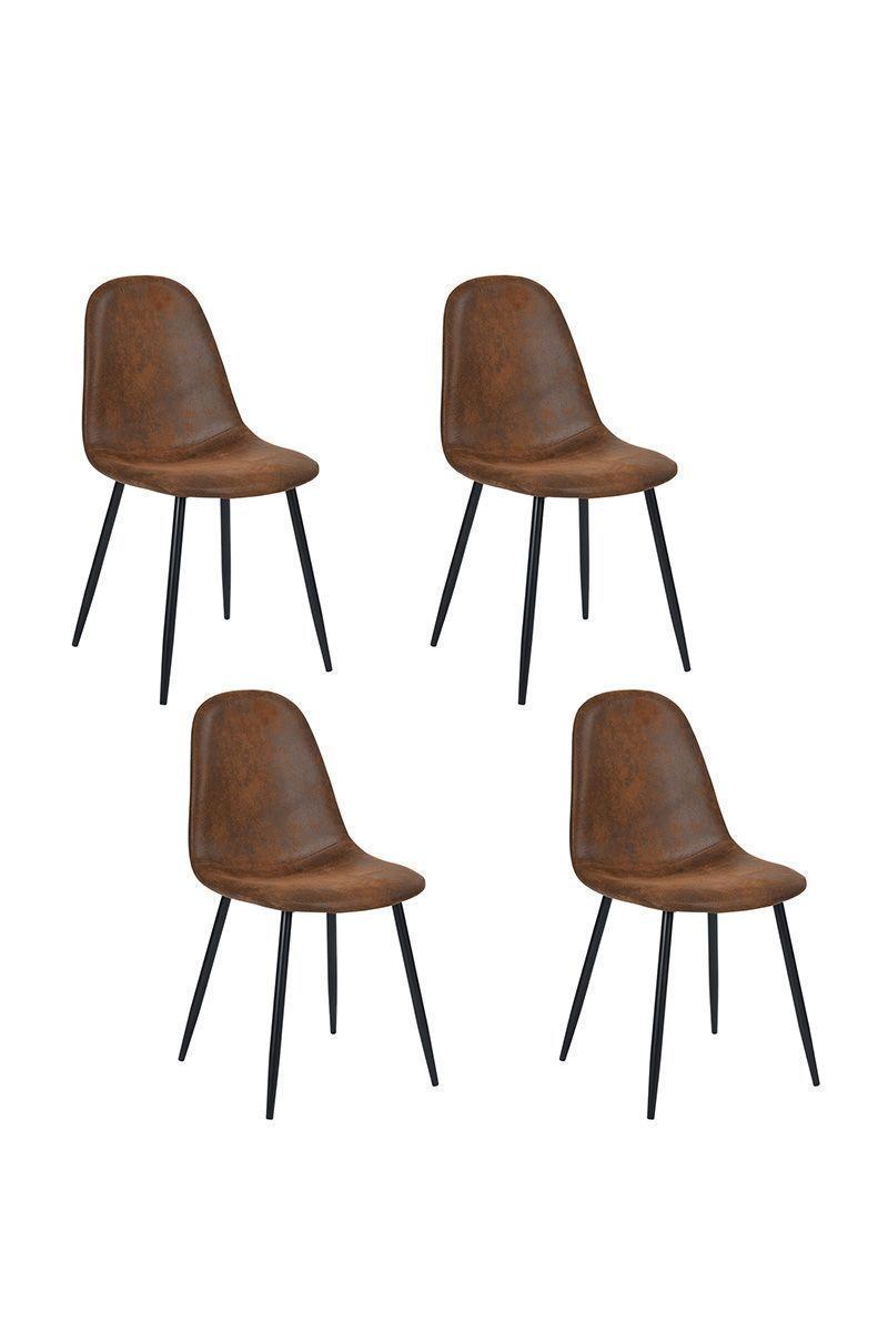 Pack 4 Sillas Comedor Sitial Charlton Vintage Pu Café-0