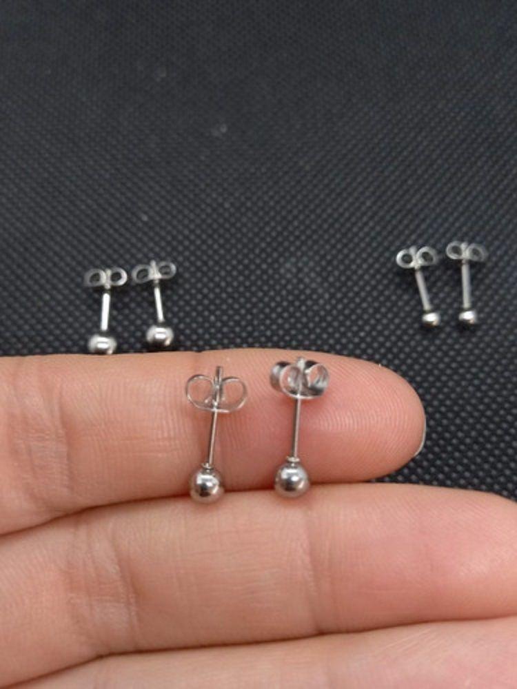 Pendientes Esferas plateadas de 5mm hipoalergénicos-2
