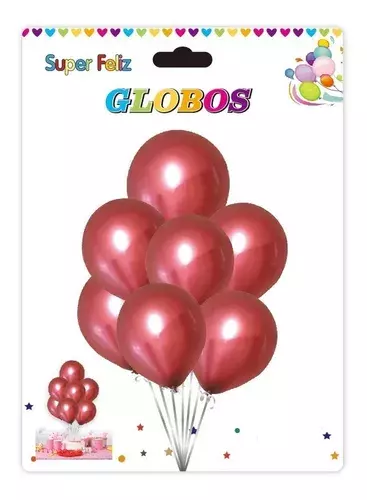 Pack 25 Set De Cumpleaños Globos Cumpleaños Globos Vinotinto -5
