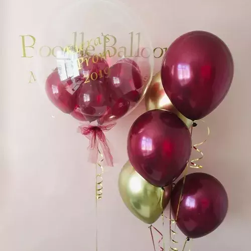 Pack 25 Set De Cumpleaños Globos Cumpleaños Globos Vinotinto -3