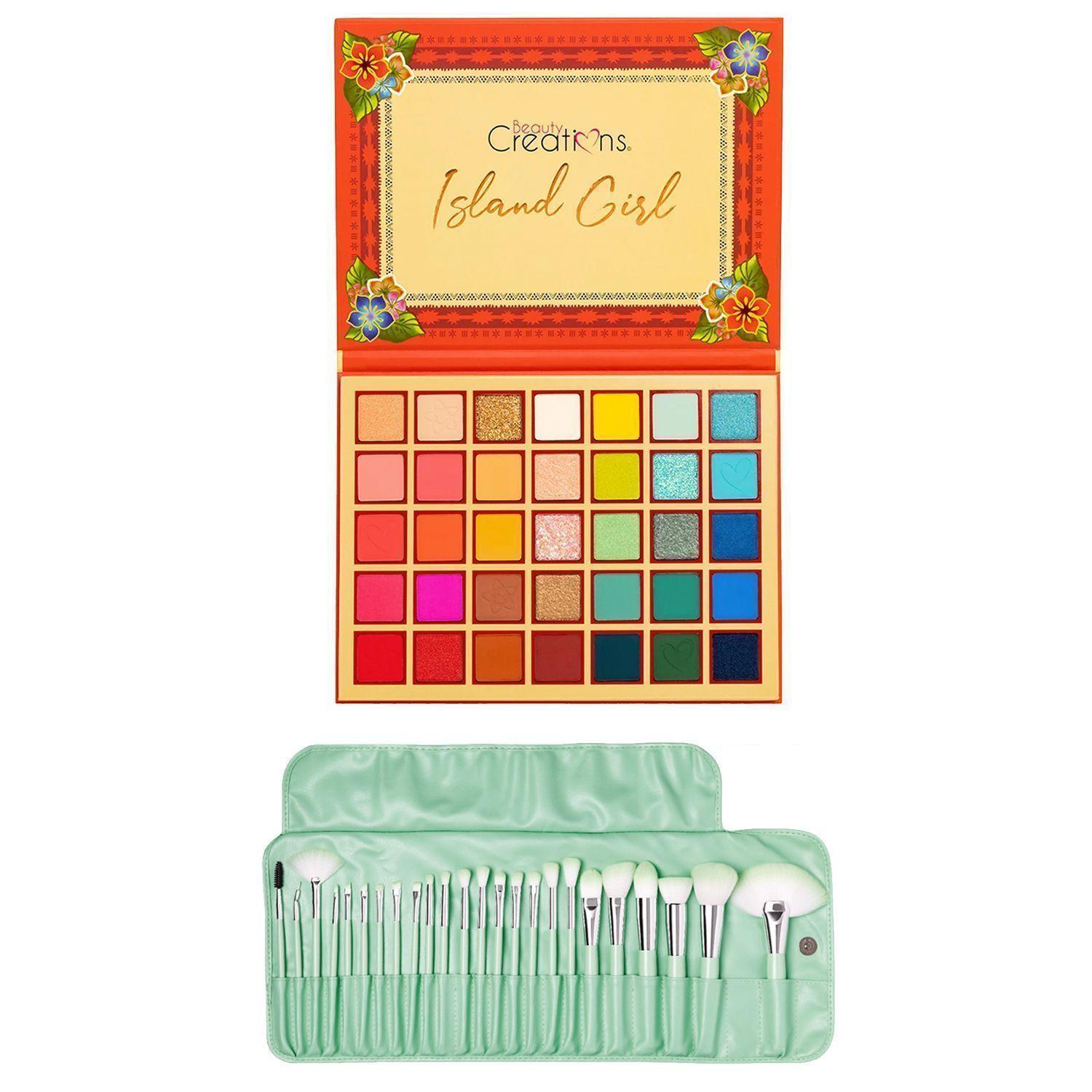 Pack Paleta De Sombra "Island Girl"+ Set 24 Brochas Pastel Lime Party de Beauty Creations-0