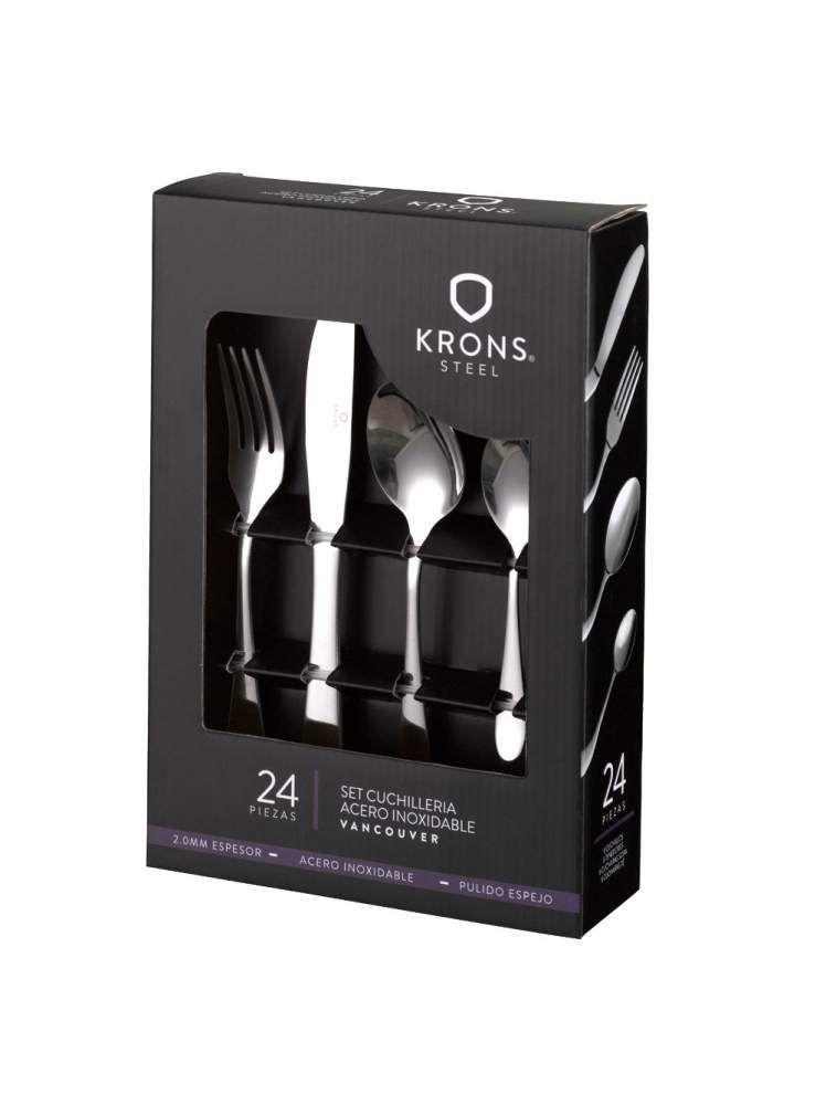 Set Cubiertos 24 Piezas Carnes Vancouver Acero Inoxidable-1