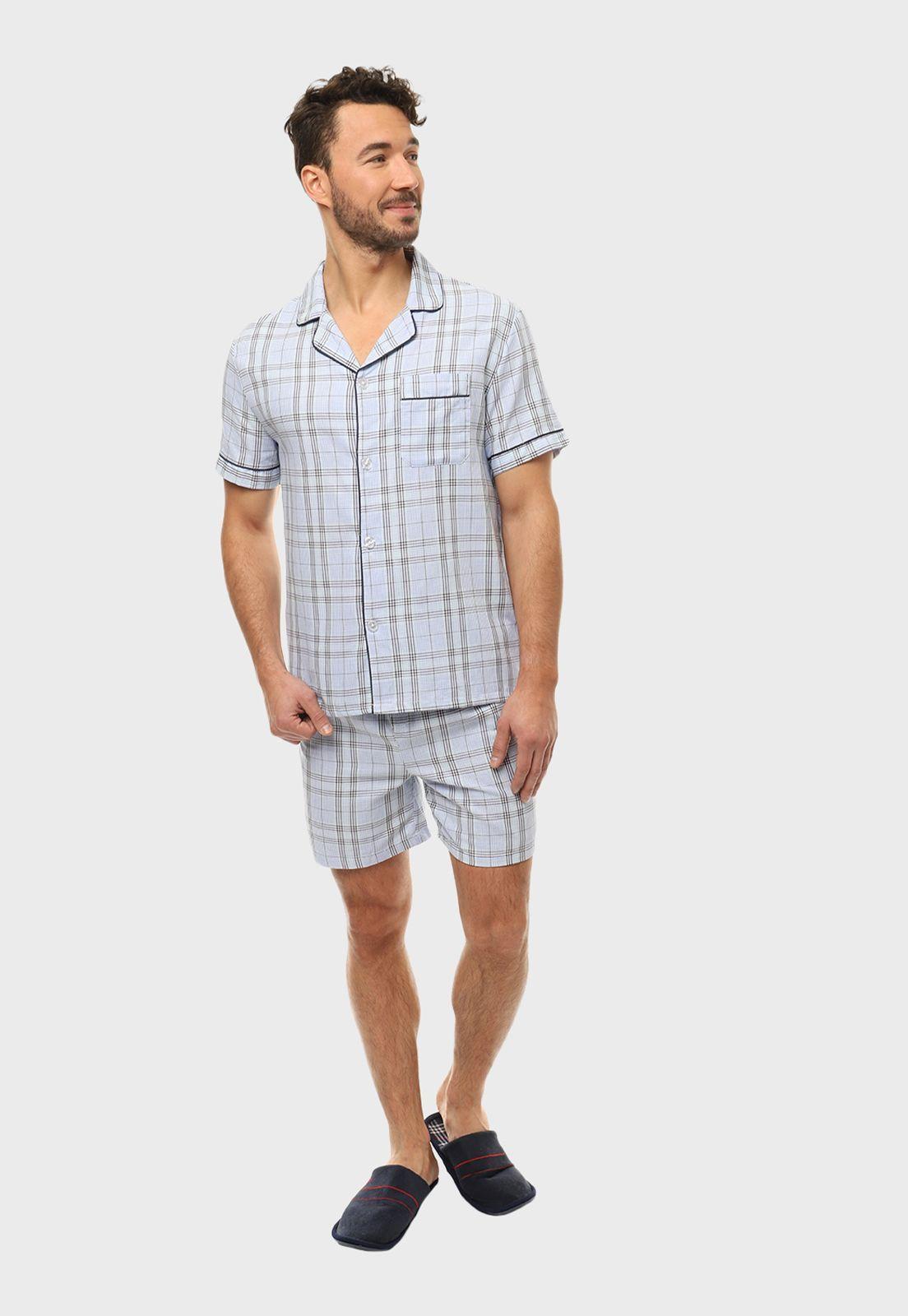Pijama Corto Clásico Abotonado Arrow-4