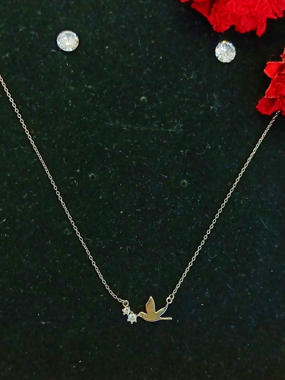 Set Conjunto Cadena Paloma Paz Aros Punto De Luz Plata 925-4