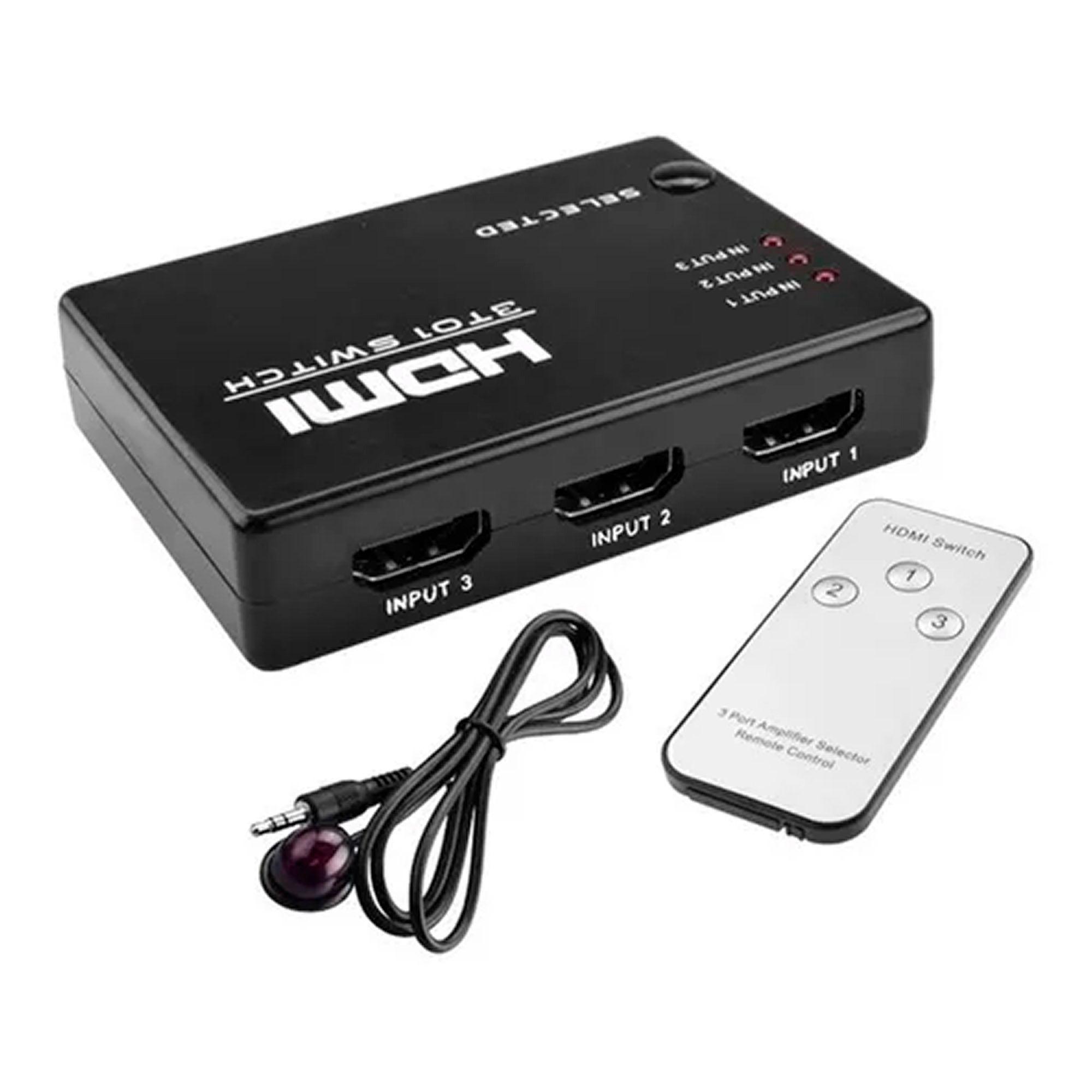Spliter Switch Hdmi 3x1 1080p 3 Entradas Remoto Full Hd-0