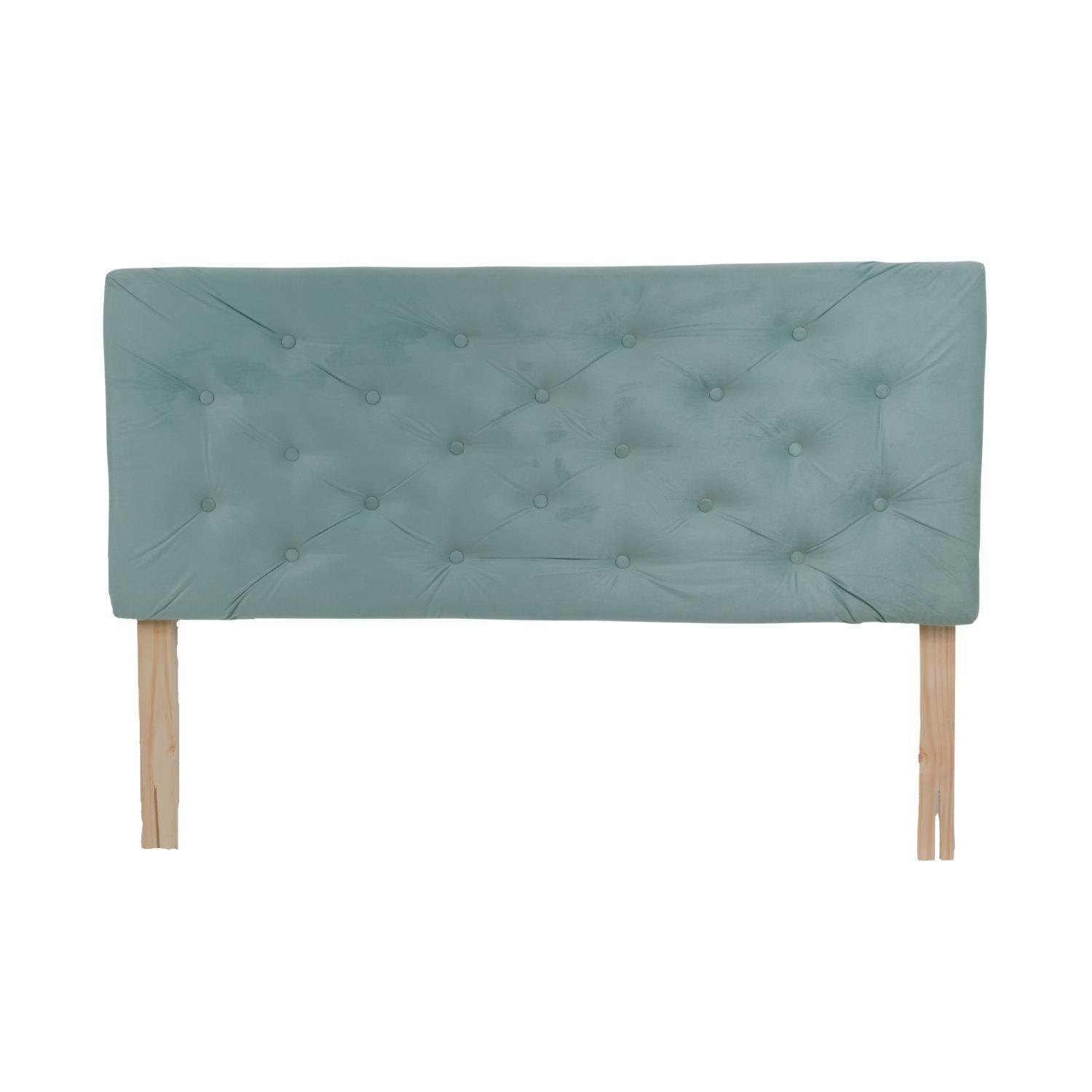 Cama Americana 2P + Colchon de resortes + Respaldo Verde Menta Pmetal-2