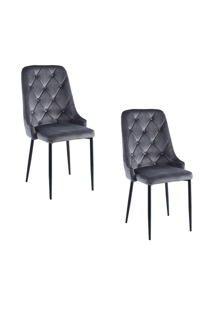 Pack 2 Sillas de Comedor Capitone Gris-0