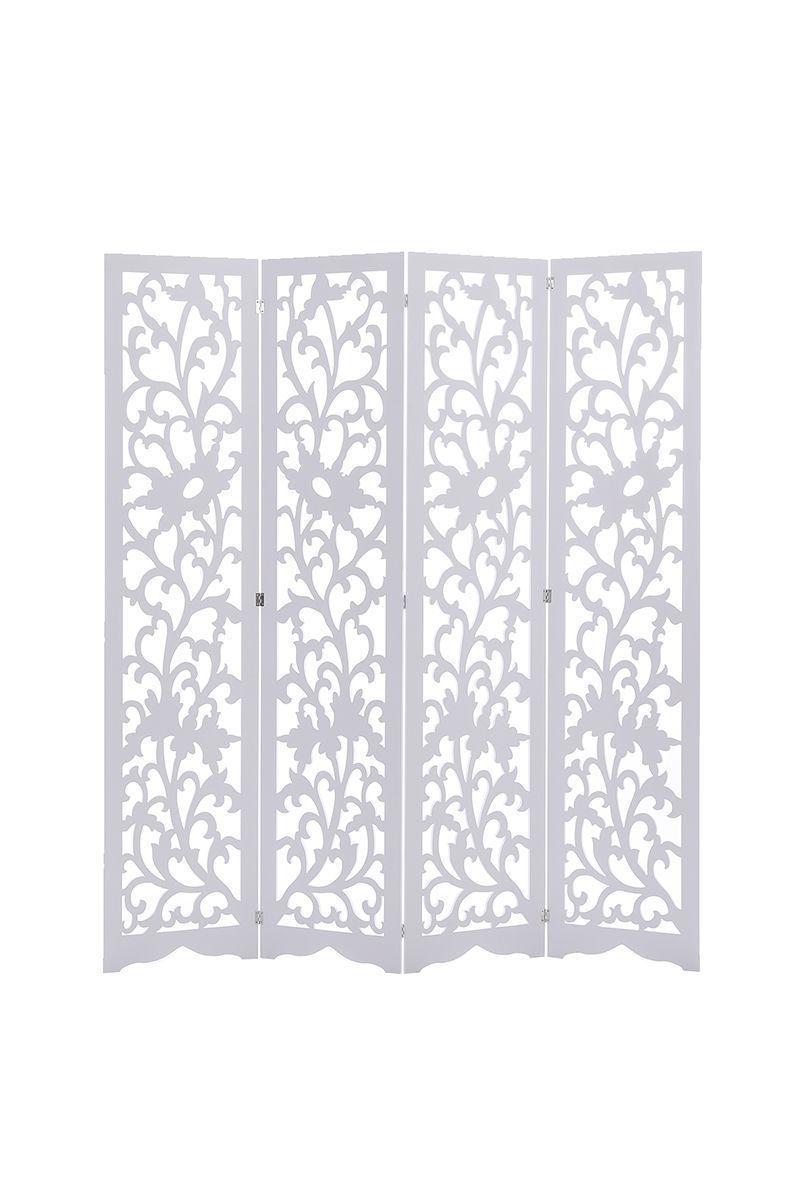 Biombo Separador de Ambientes Flores Blanco-0