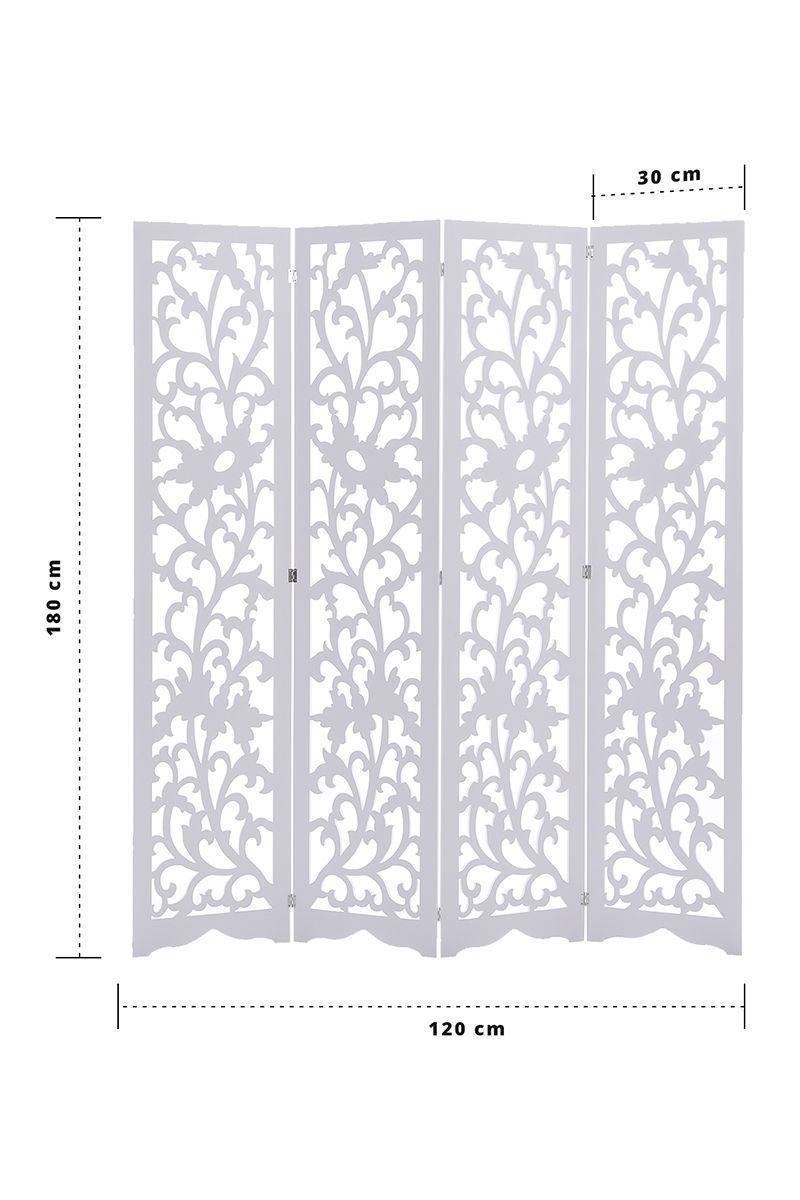 Biombo Separador de Ambientes Flores Blanco-2