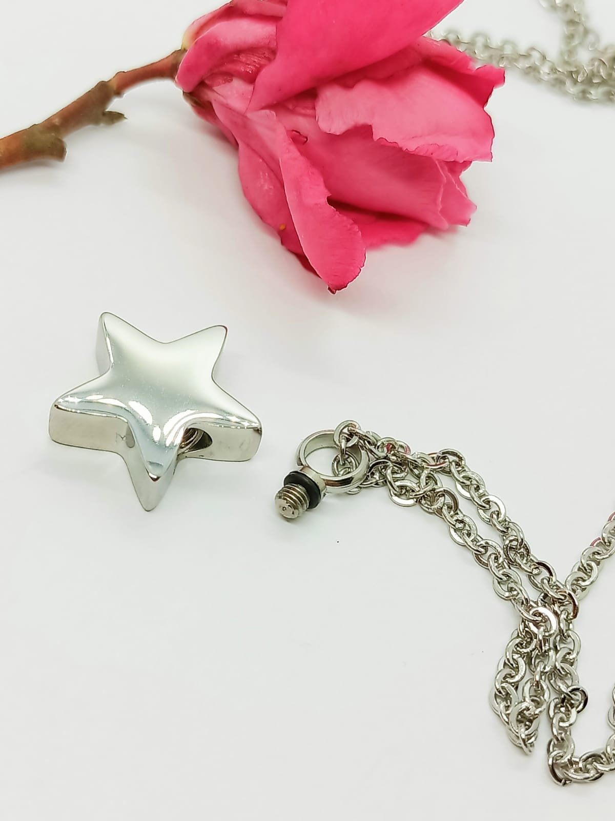 Cadena Colgante Urna Cremacion Estrella Acero Cenizas Anfora-2