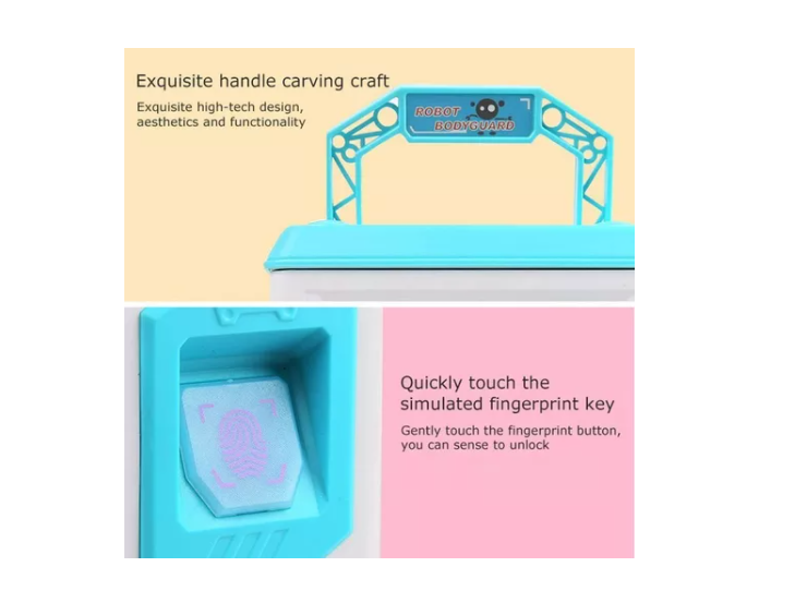 Alcancía De Ahorro Electrónica Sonido Huella Y Contraseña Rosa-1