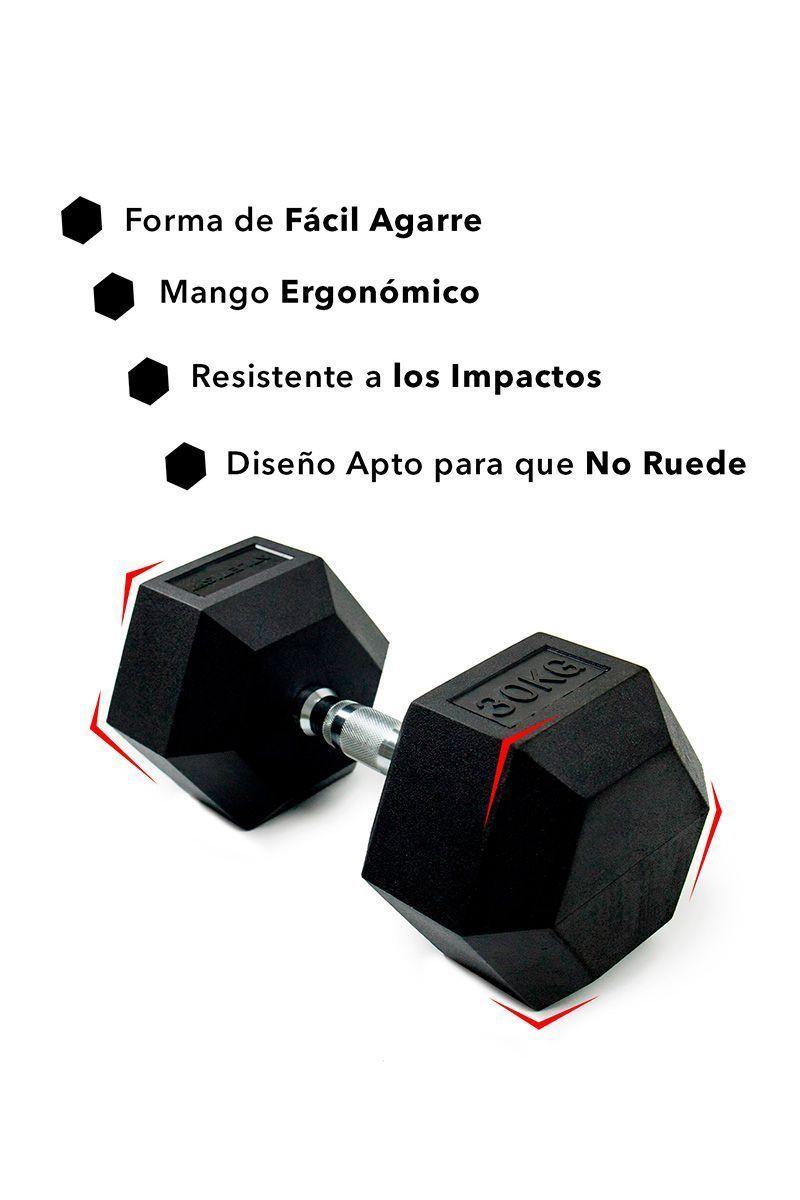 Pack de 2 Mancuernas Hexagonales 30 Kg Negro-4