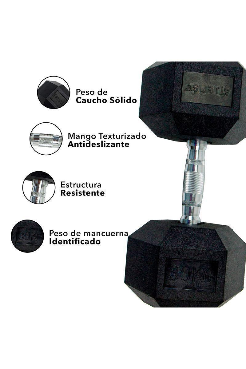 Pack de 2 Mancuernas Hexagonales 30 Kg Negro-3