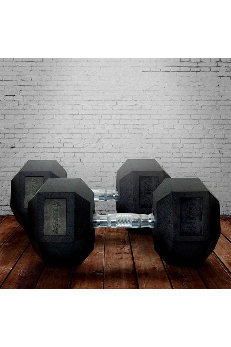 Pack de 2 Mancuernas Hexagonales 30 Kg Negro-5