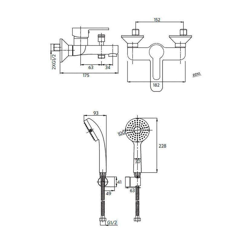 Monomando Llave Grifo Para Tina Ducha Modelo Arona Cromado-2
