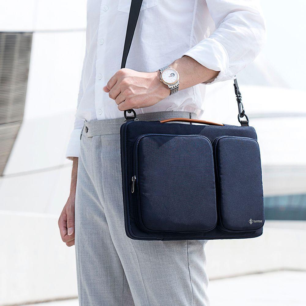 TOMTOC- BOLSO DE HOMBRO A42 PARA NOTEBOOK/MACBOOK 14''- AZUL OSCURO-2