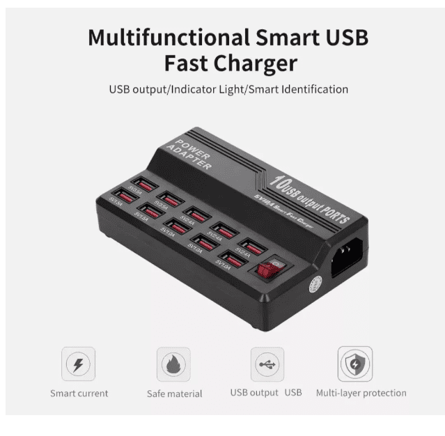 Estación De Carga Inteligente Con 10 Puertos Usb Base De Car-1