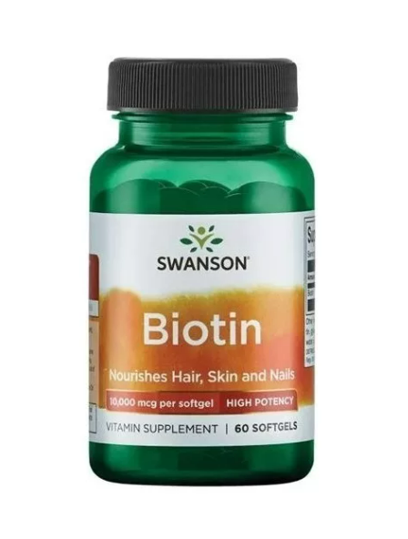 Biotin Biotina Swanson 10.000mcg/60 Softgels (max. Potencia)-0