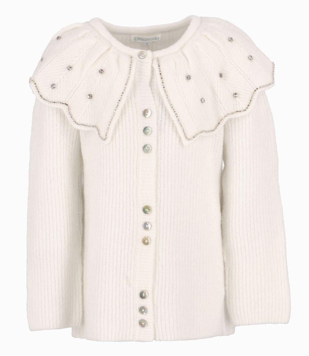 Chaleco Cuello Con Volantes Niña Crudo Limonada-1