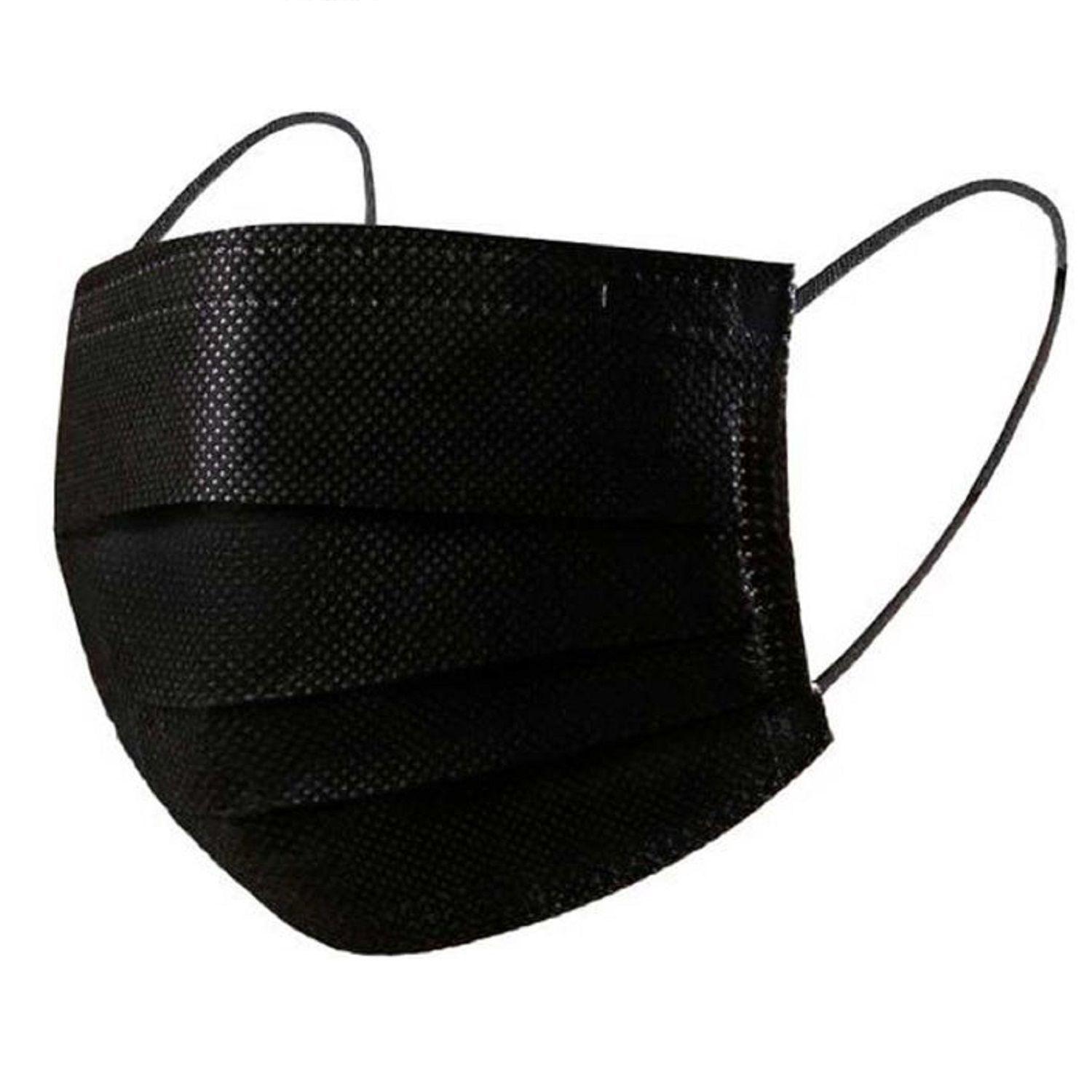 Caja 50 mascarillas Faciales 3 Pliegues Negro-0