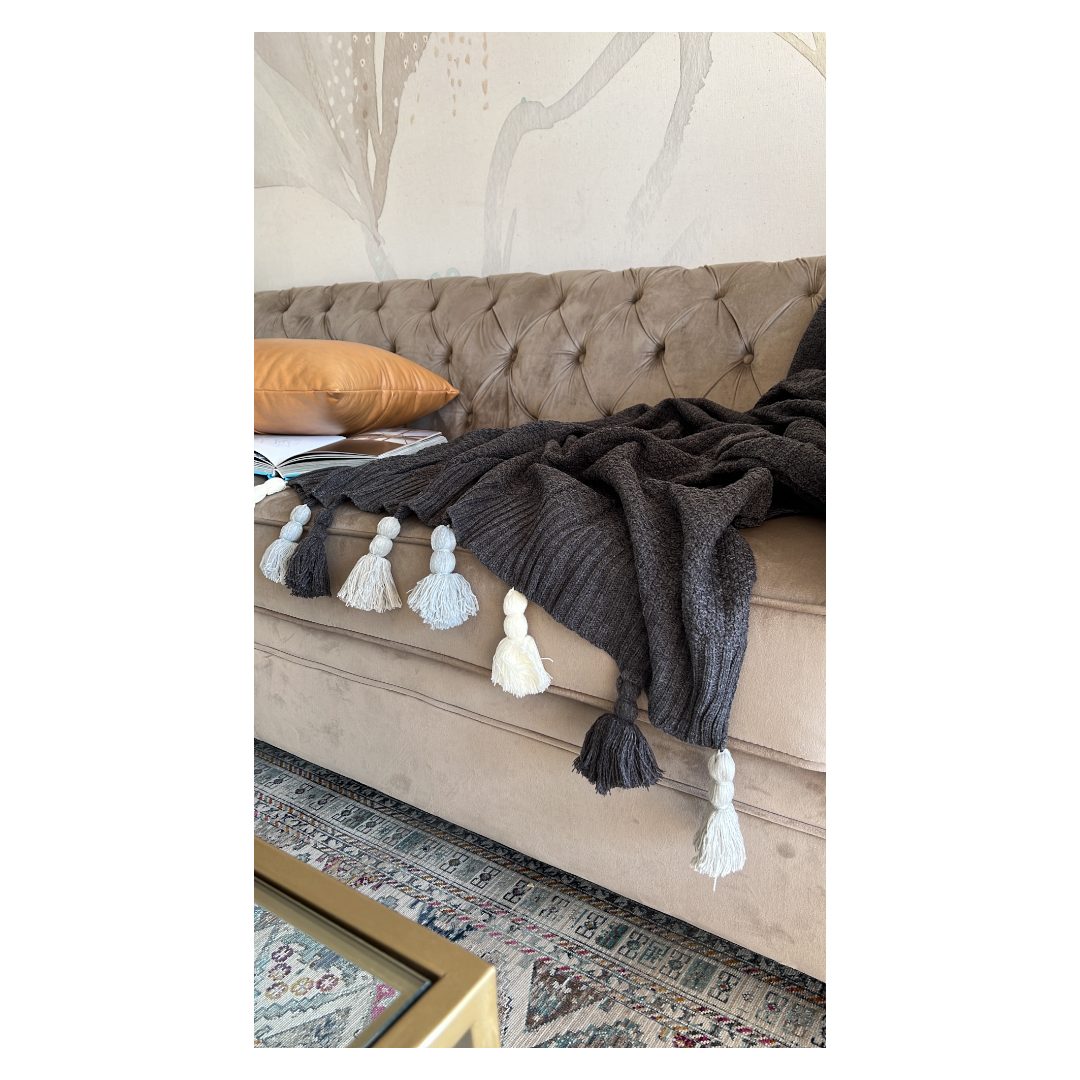 Manta Leonor Gris Marengo Borlas 210x120cms-0