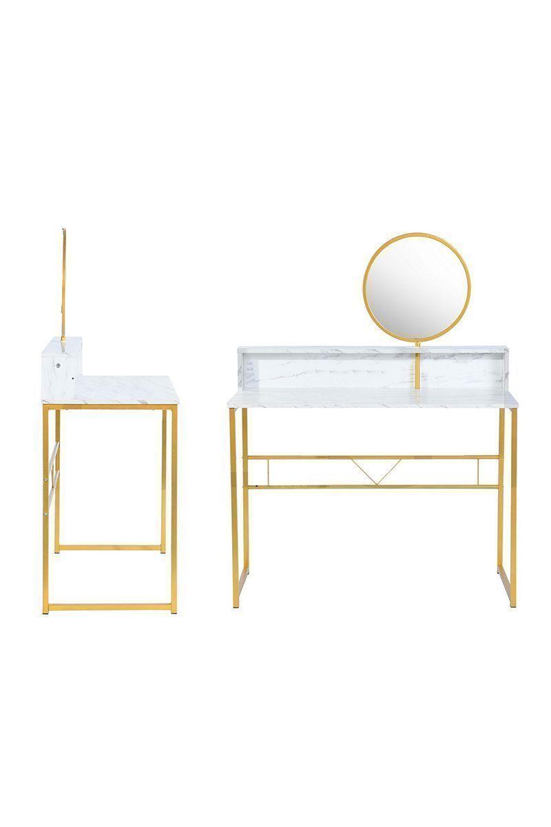 Tocador con Espejo Dorado-Blanco-3