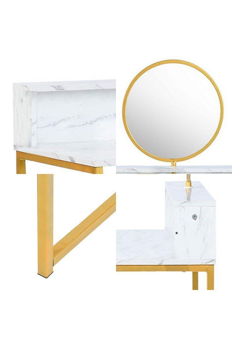 Tocador con Espejo Dorado-Blanco-4