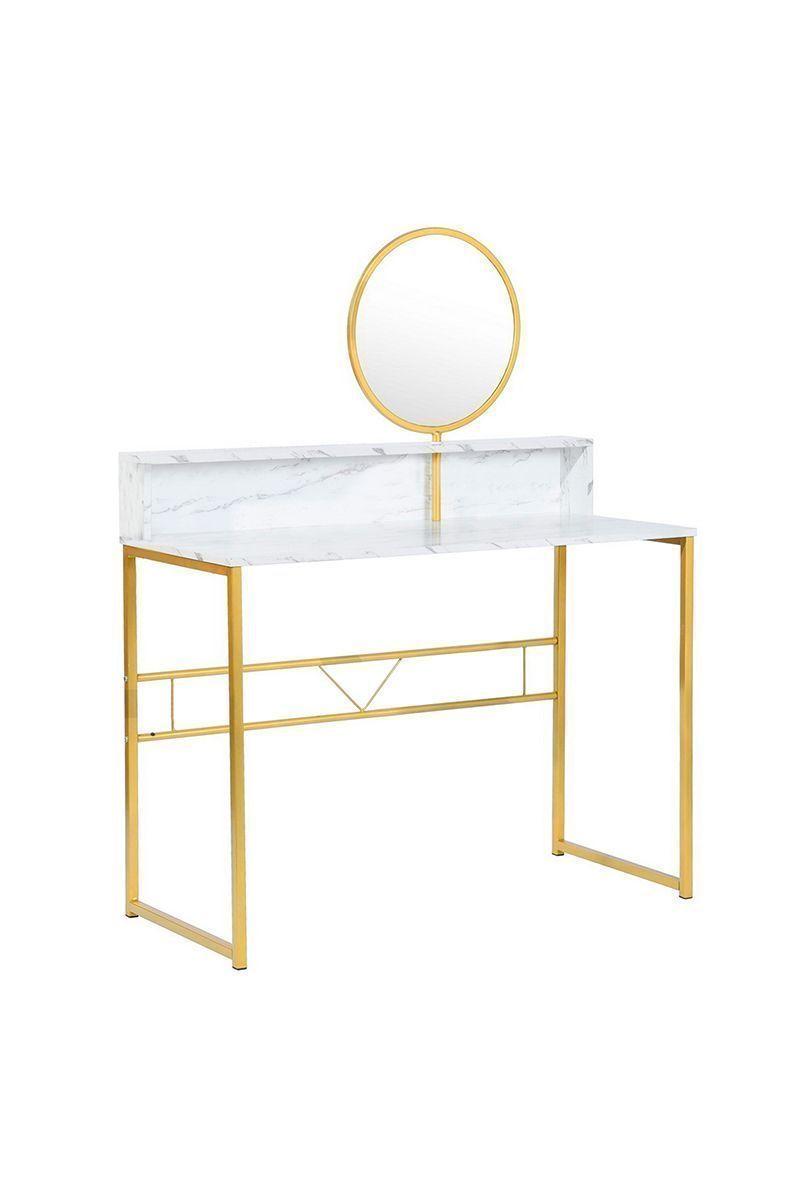 Tocador con Espejo Dorado-Blanco-0