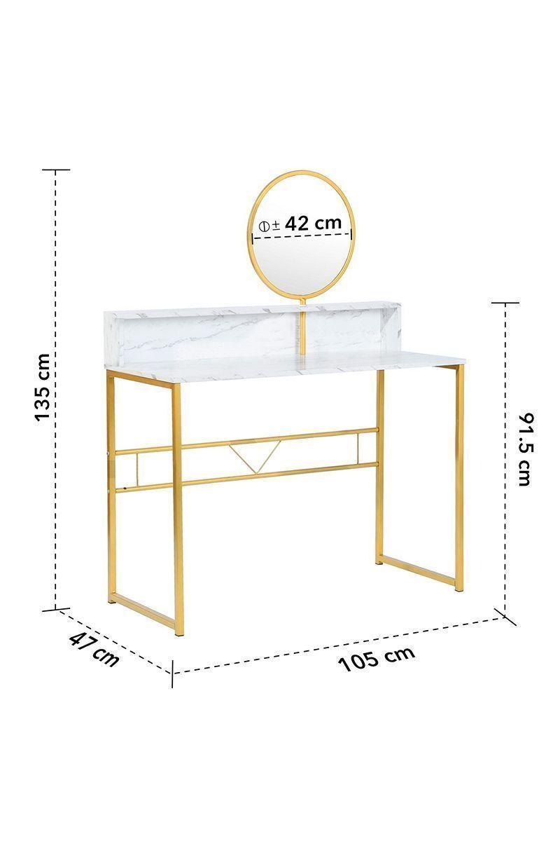 Tocador con Espejo Dorado-Blanco-2