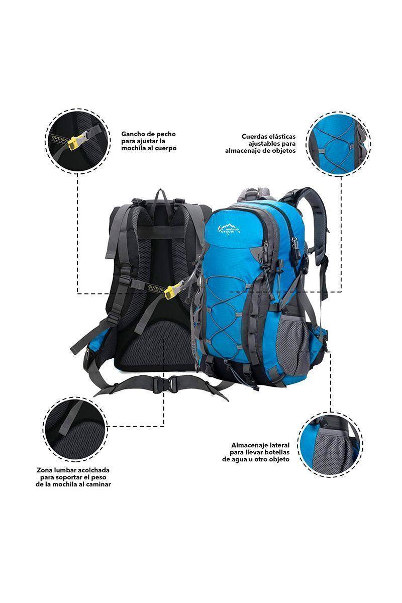 Mochila Impermeable 40L Transpirable Outdoor Azul-3