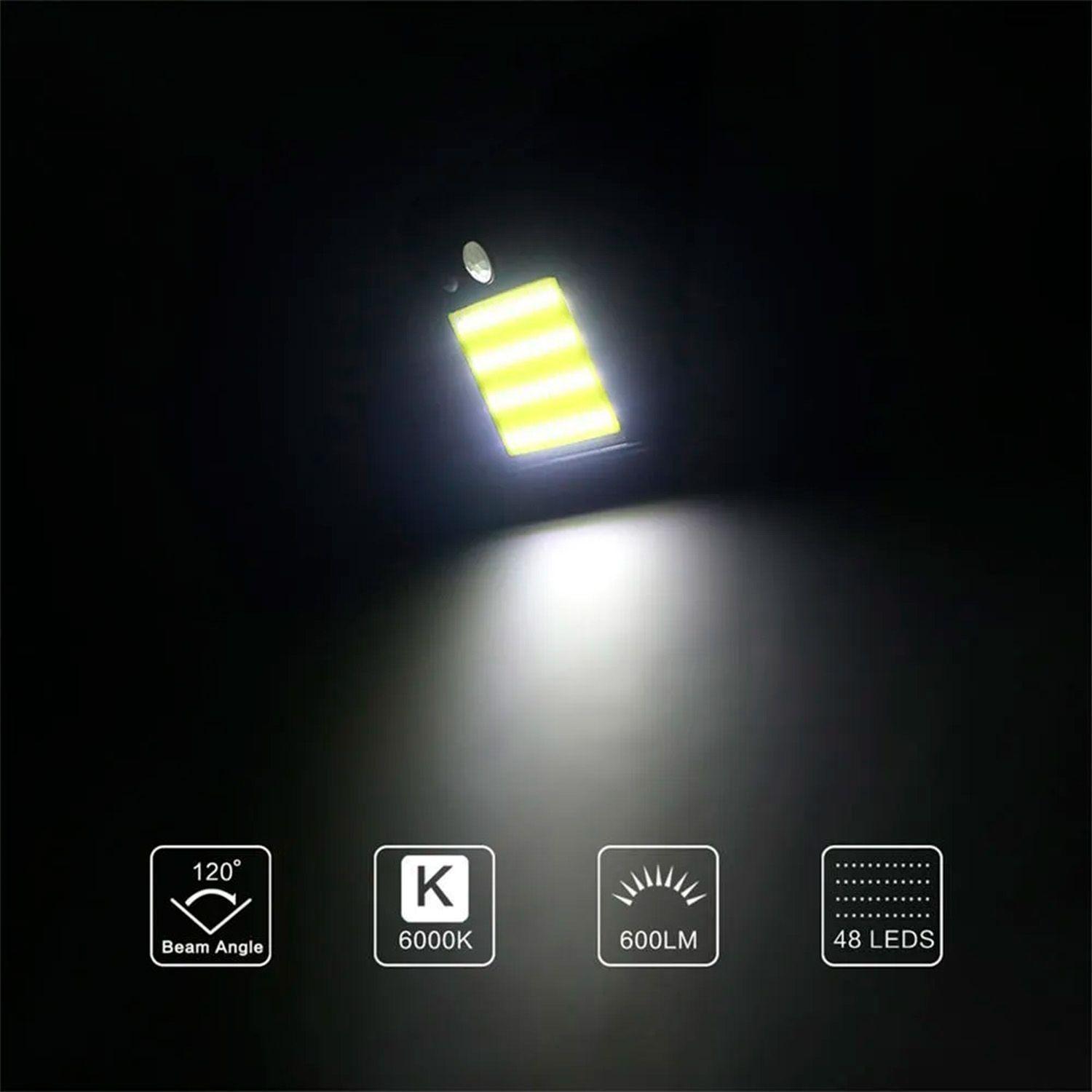 Pack 3 Foco Solar 48 Led Con Sensor De Movimiento Exterior-2