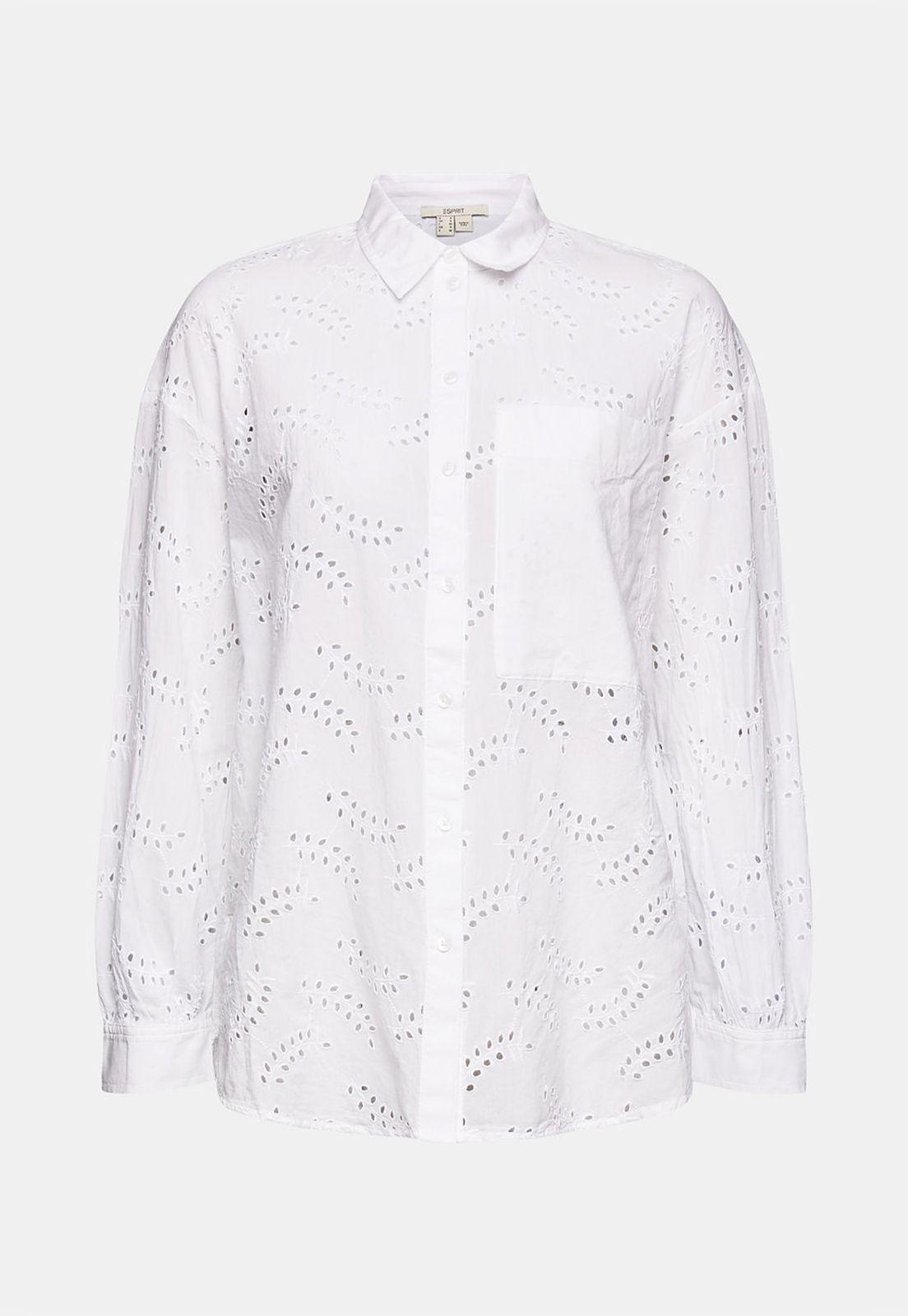 Blusa Camisera Con Encaje Calado Esprit-3