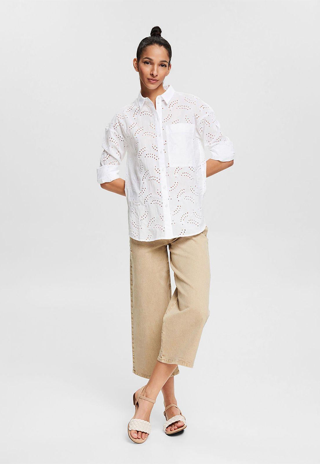 Blusa Camisera Con Encaje Calado Esprit-2