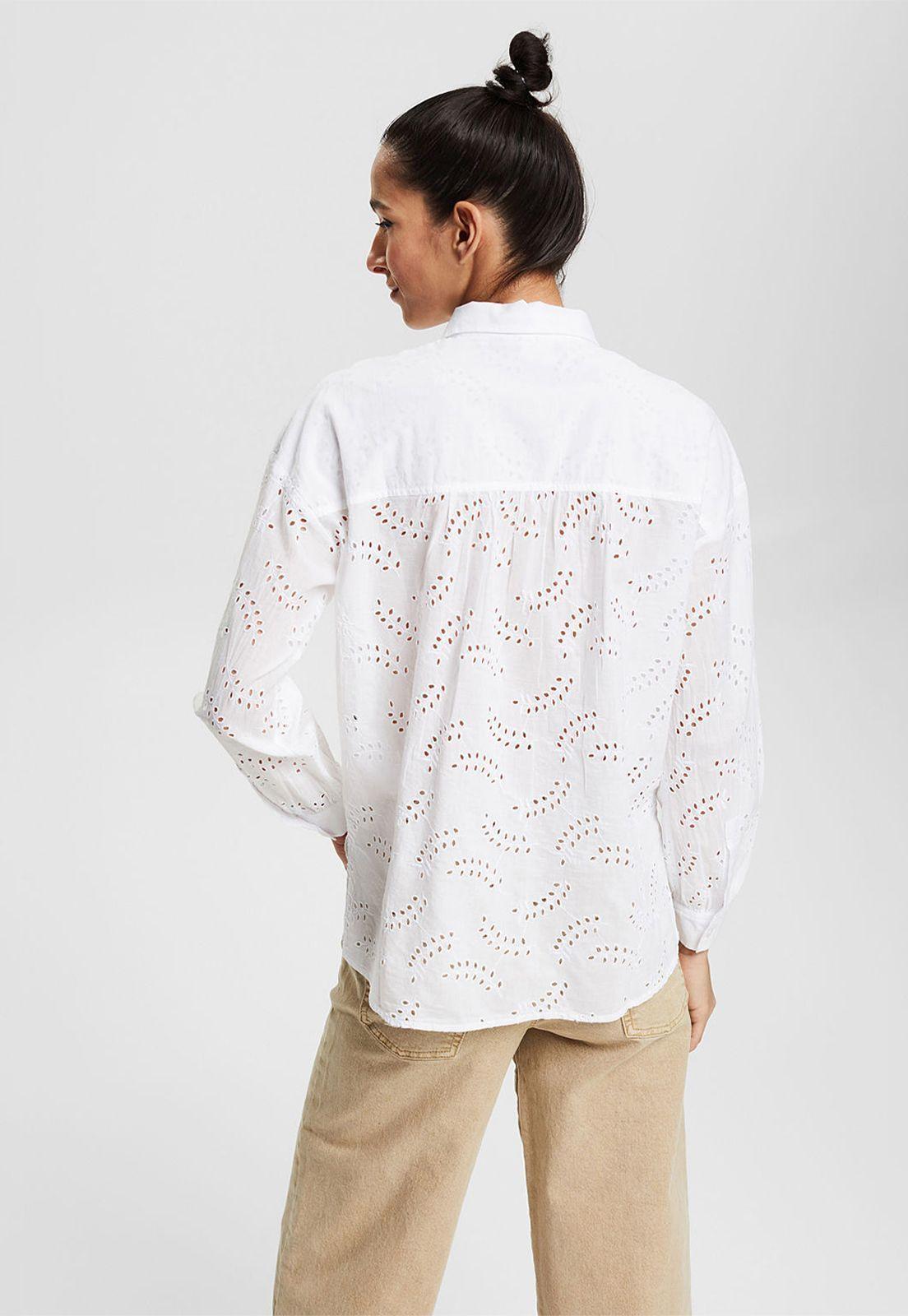 Blusa Camisera Con Encaje Calado Esprit-1