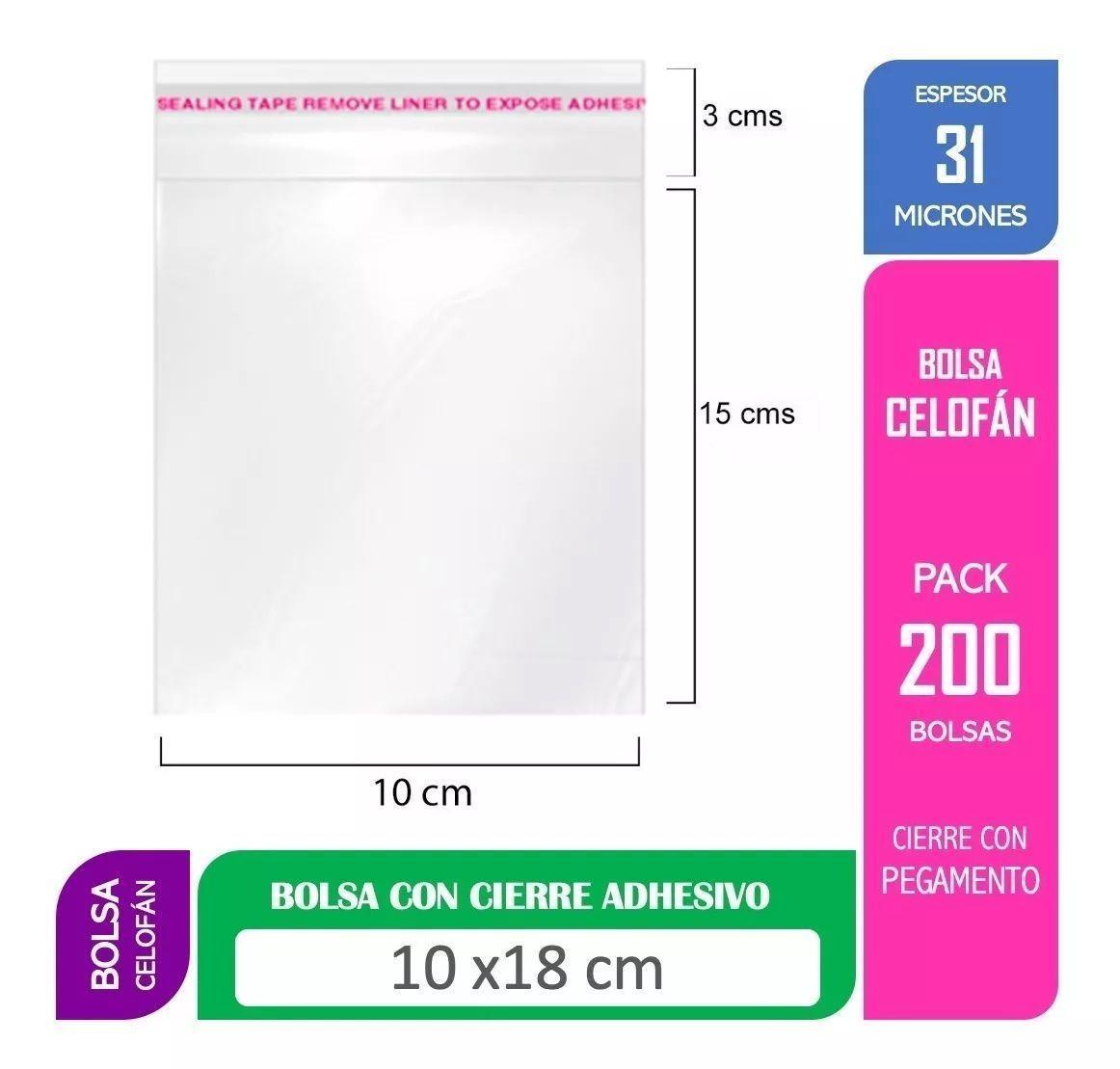 Bolsa Tipo Celofán Cierre Con Adhesivo 10x18 Cms X 200 Unds-0