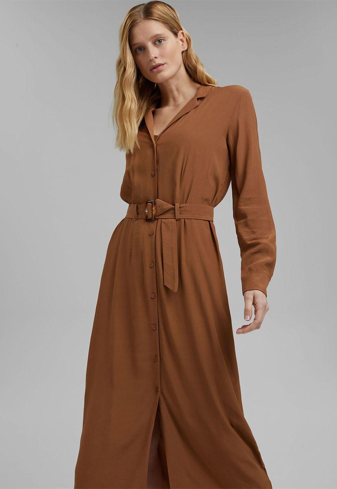 Vestido Midi Con Cinturón Lenzing™ Ecovero™ Esprit-0