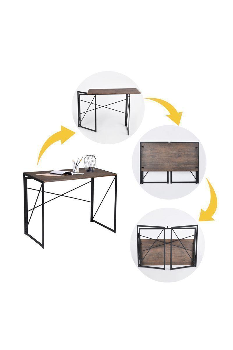 Escritorio Arrimo Plegable Metal MDF 100x50x72 cm-3