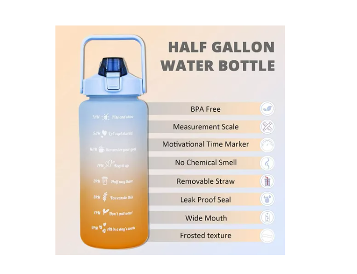 Botella De Agua Motivacional Gran Capacidad 2ltrs Deportiva-3