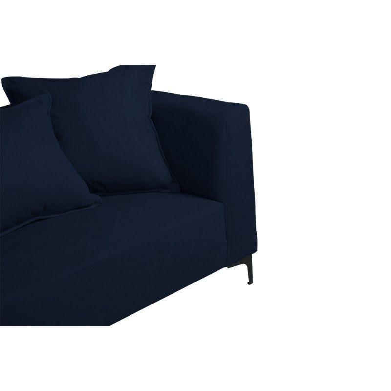 Sofá Cordelia Chenille Tipo Lino Azul 2 Cuerpos-2