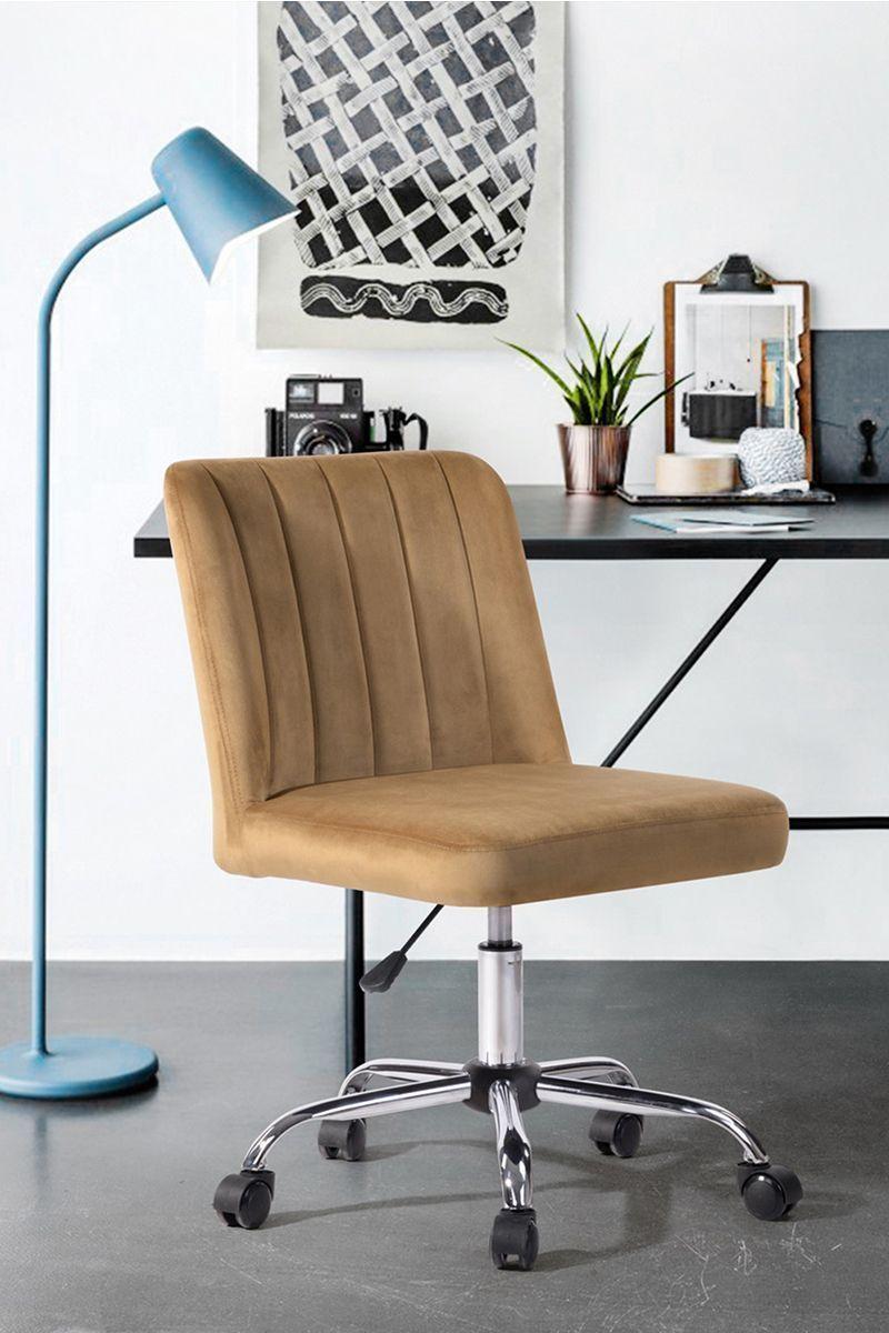 Silla de Oficina Acolchada Altura Ajustable Café-5