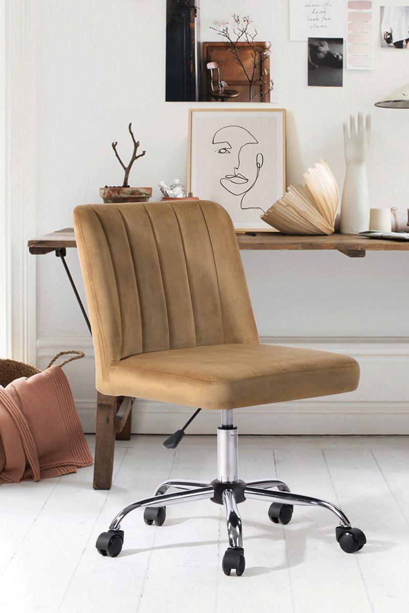 Silla de Oficina Acolchada Altura Ajustable Café-1