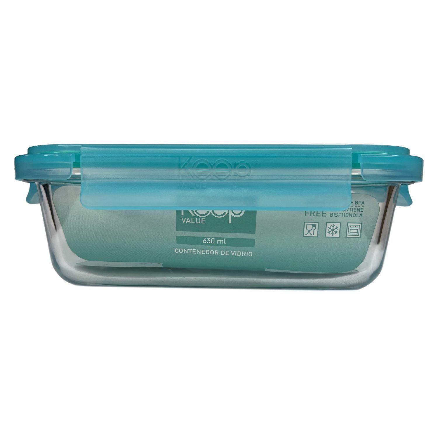 Pack 3 Taper Hermético Rectángulo de Vidrio 630 ml - Keep-1