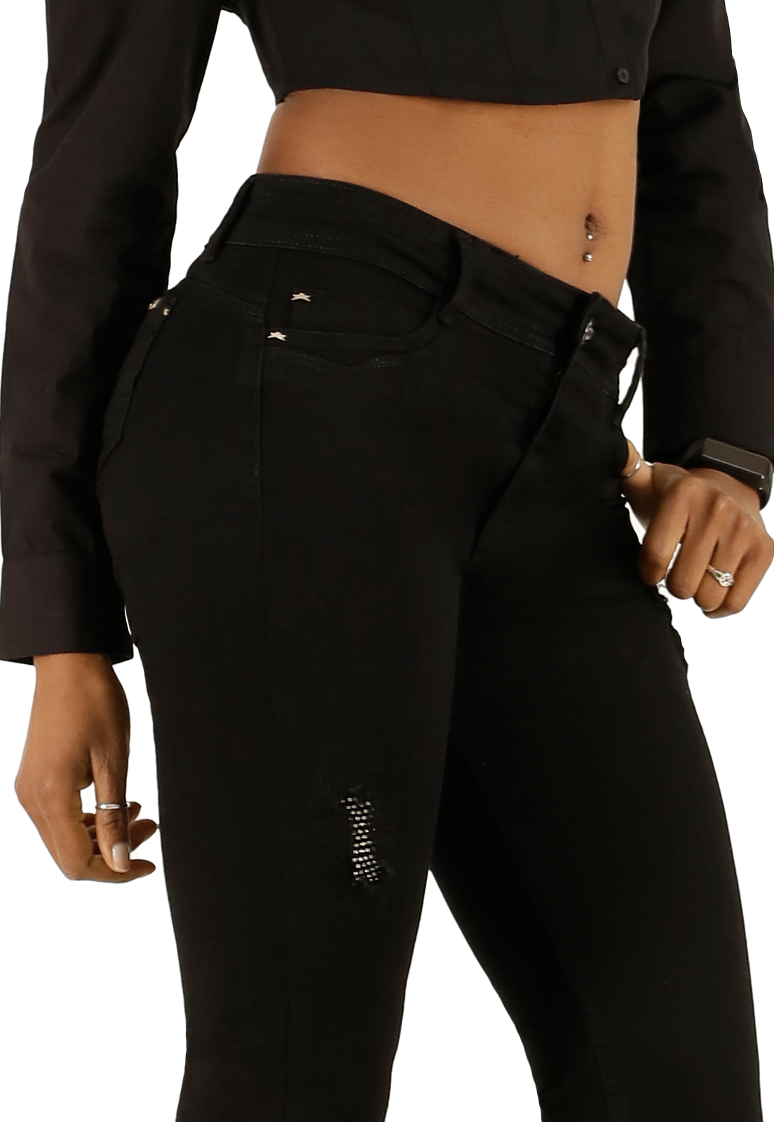 Jeans One World Jennifer Flare Black Cristal Mujer -2