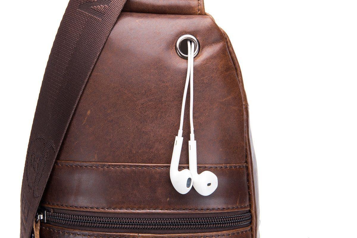 Bolso De Cuero Vintage Cross Body Banano Morral Bullcaptain XB110-4