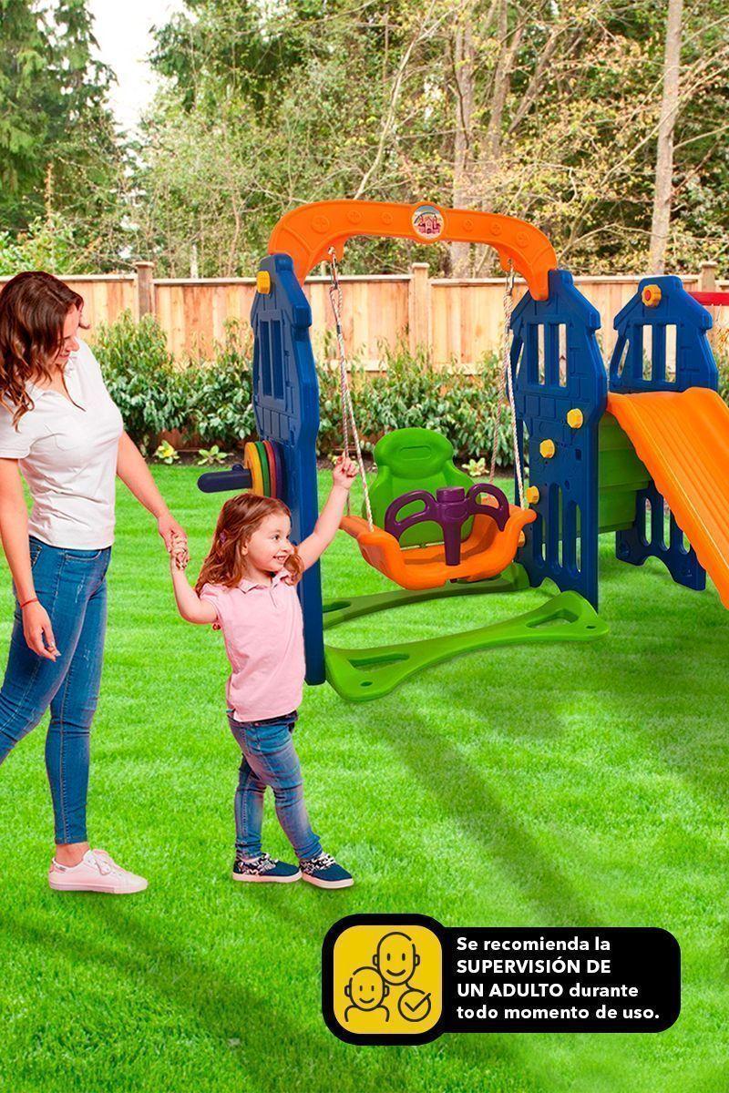 Columpio y Resbalín Infantil Naranjo-1