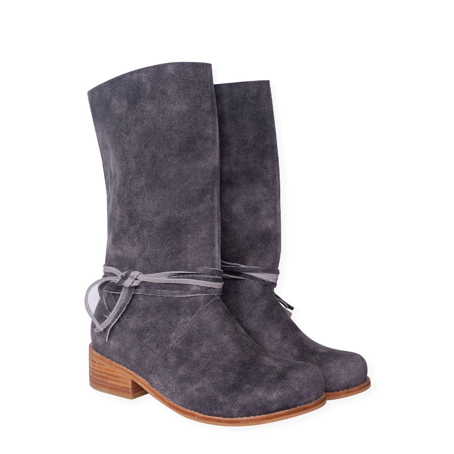Bota Andrea Cuero Gris-4