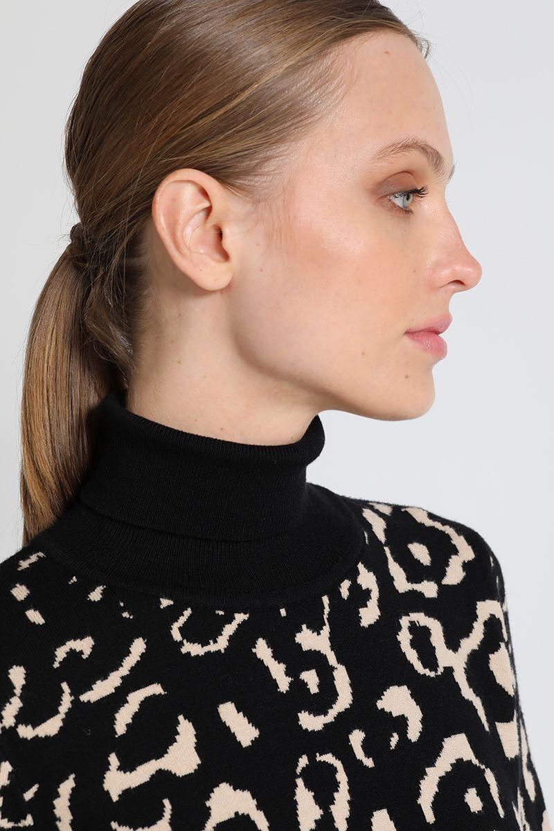 Jersey Tejido Cuello Alto Café Liola-3