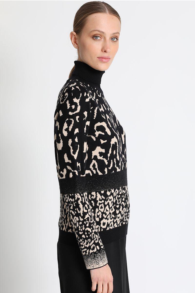 Jersey Tejido Cuello Alto Café Liola-5